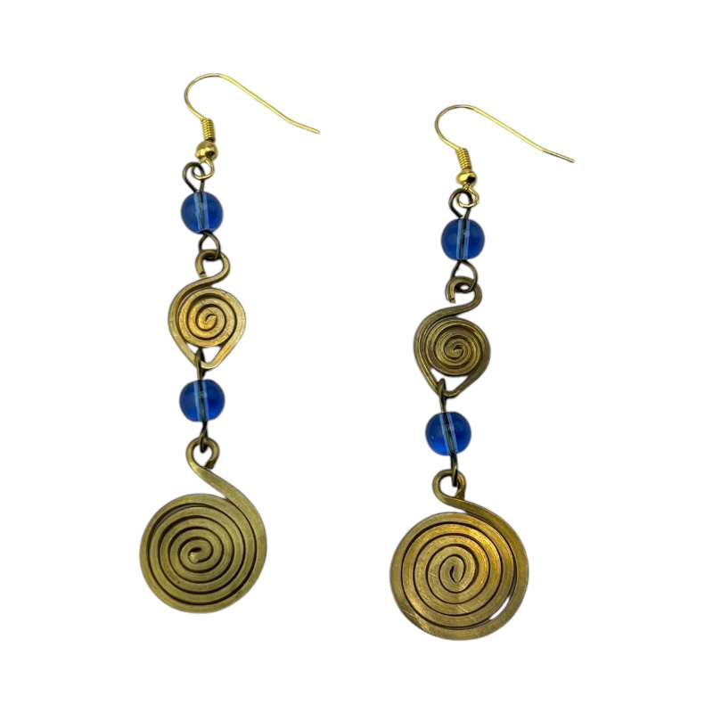 Raindrop Brass Earrings - Blue