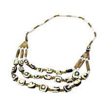 Batik Bone Trade Bead 3 Strand Necklace