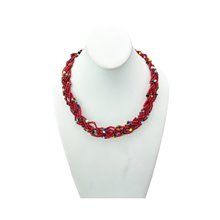 Red Maasai Krobo Tread Bead Braid Choker Necklace