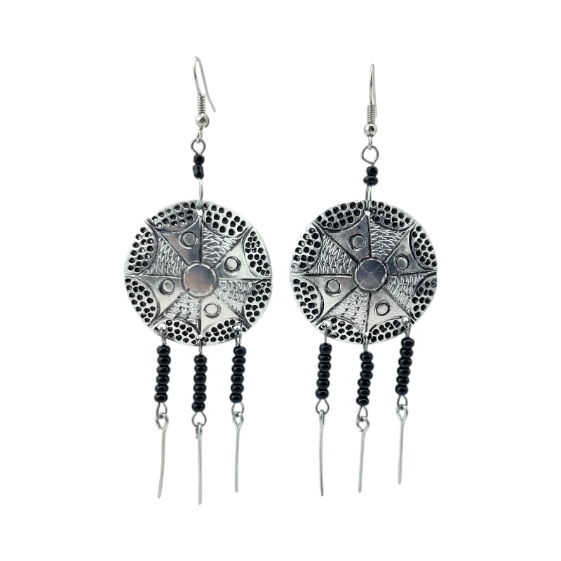 Recycled Round aluminium Maasai Bead Earrings 232-100