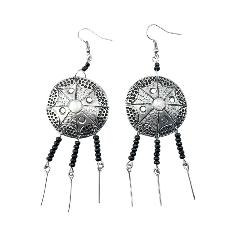 Recycled Round aluminium Maasai Bead Earrings 232-100