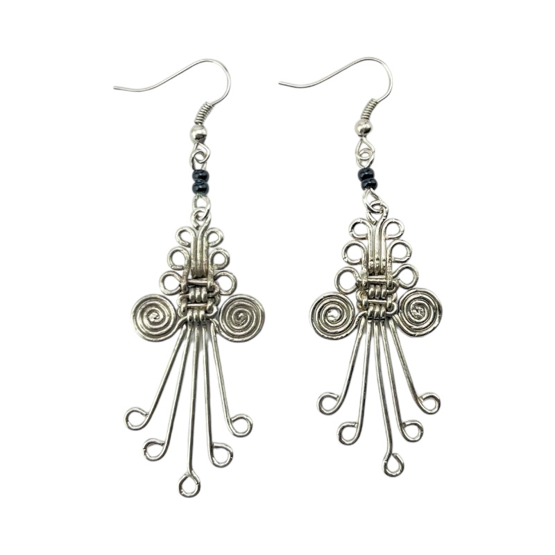 Silver Wire Maasai Bead Weave Earrings