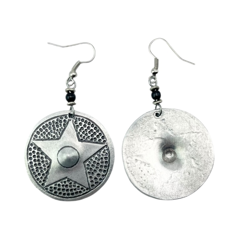 Recycled Aluminium Round Star Earrings