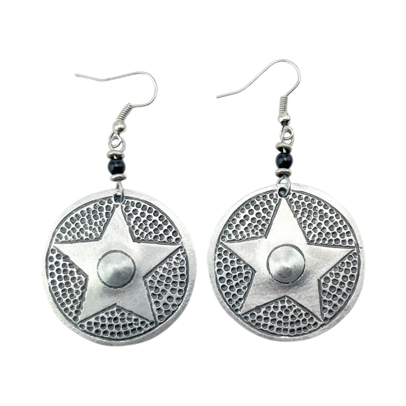 Recycled Aluminium Round Star Earrings