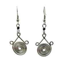 Silver Wire Maasai Bead Spiral Earrings