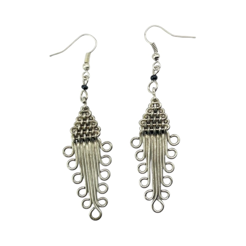 Silver Wire Maasai Bead Arrow Head Earrings