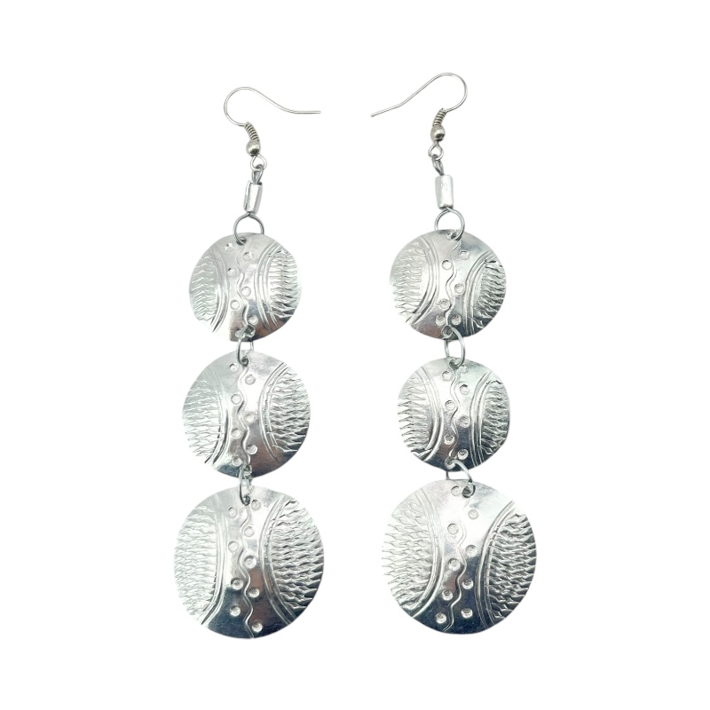 Recycled Aluminium Tiered Disk Earrings 575-105