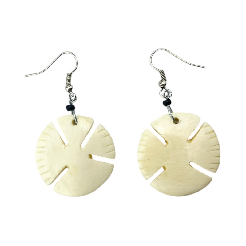 Cow Bone Dangle White Earrings