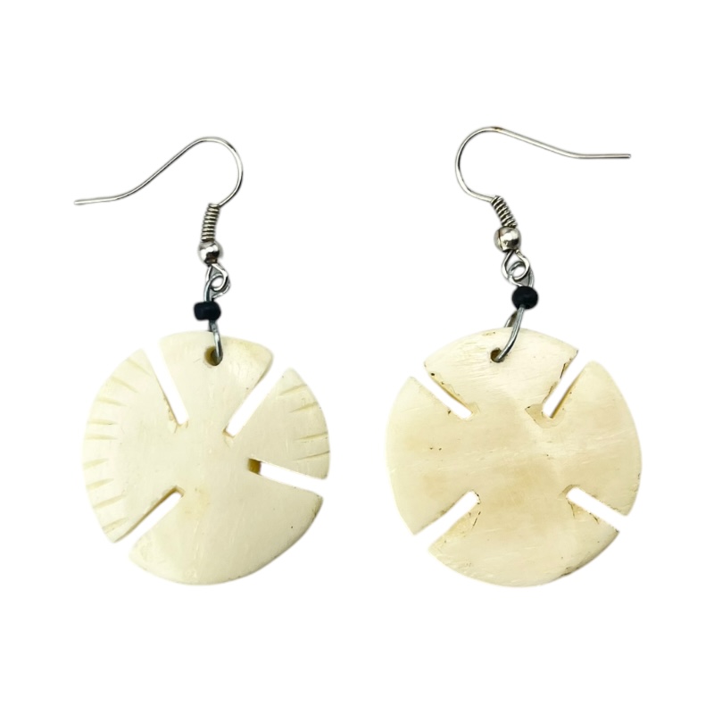 Cow Bone Dangle White Earrings