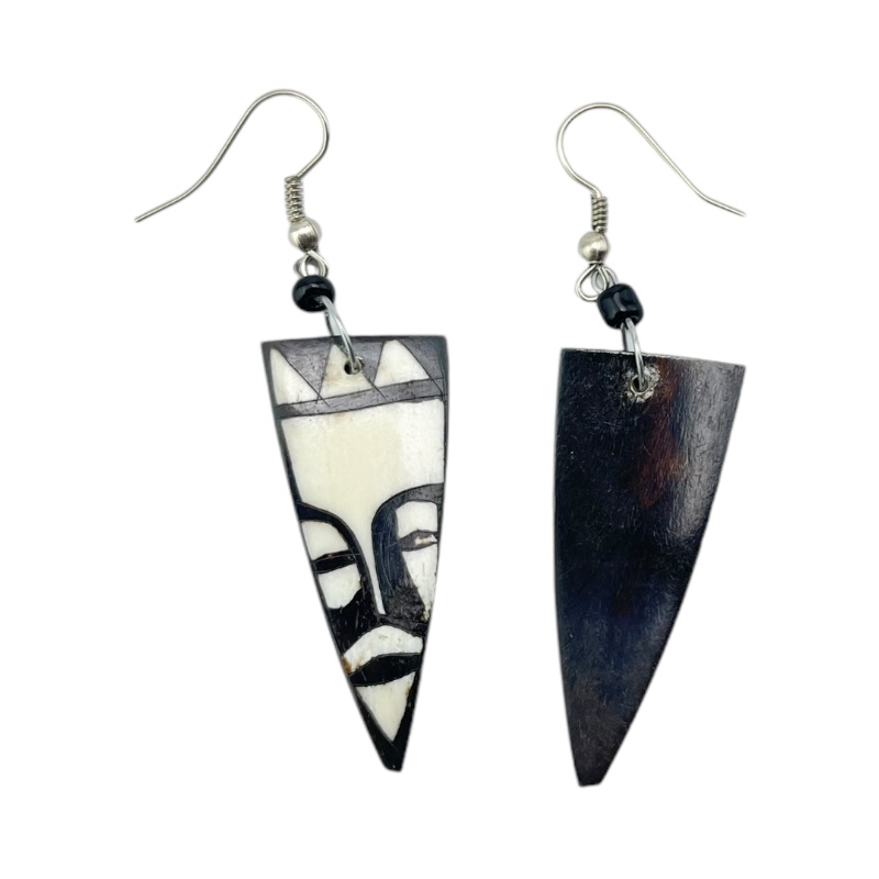 Tribal Mask Cow Bone Maasai Earrings 699-61