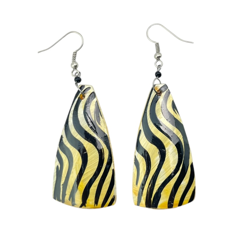 Zebra Cow Horn Earrings 323-60