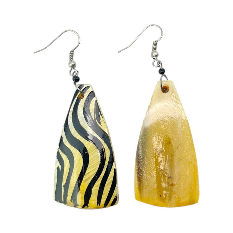 Zebra Cow Horn Earrings 323-60