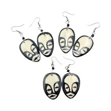 Large Ethnic Tribal Mask Bone Maasai Earrings 622-61