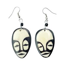 Large Ethnic Tribal Mask Bone Maasai Earrings 622-61