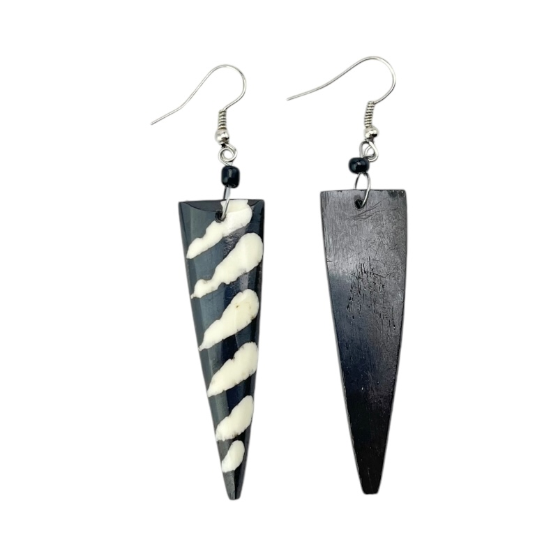 Mud Cloth Print Bone Earrings 678-24