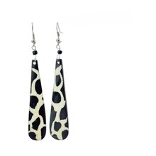 Long Batik Giraffe Print Bone Earrings 424-54