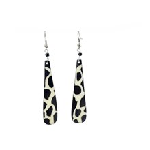 Long Batik Giraffe Print Bone Earrings 424-54