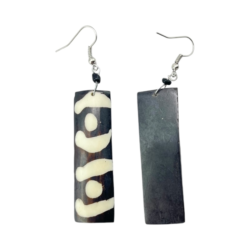 Long Batik Maasai Dangle Bone Earrings 279-15