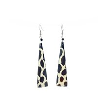 Long Batik Giraffe Print Bone Earrings 353-52