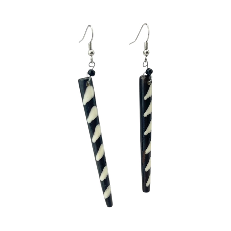 Long Batik Maasai Dangle Bone Earrings 623-54