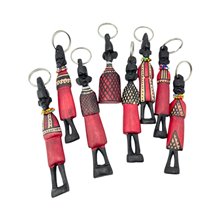 Maasai Shuka Hand Carved Keychain