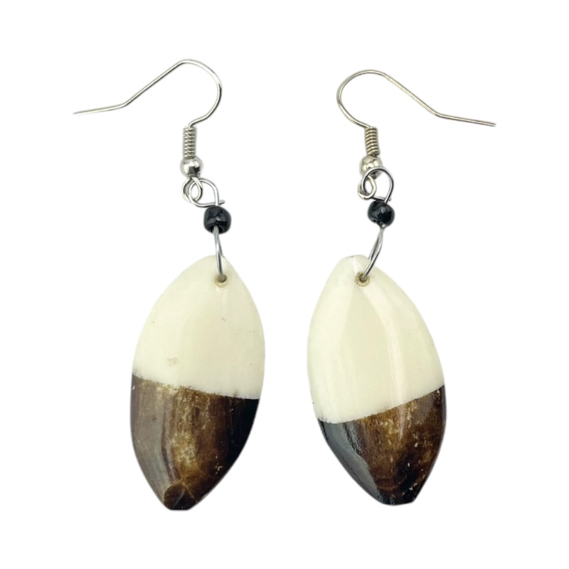 Maasai Shield halftone Bone earrings