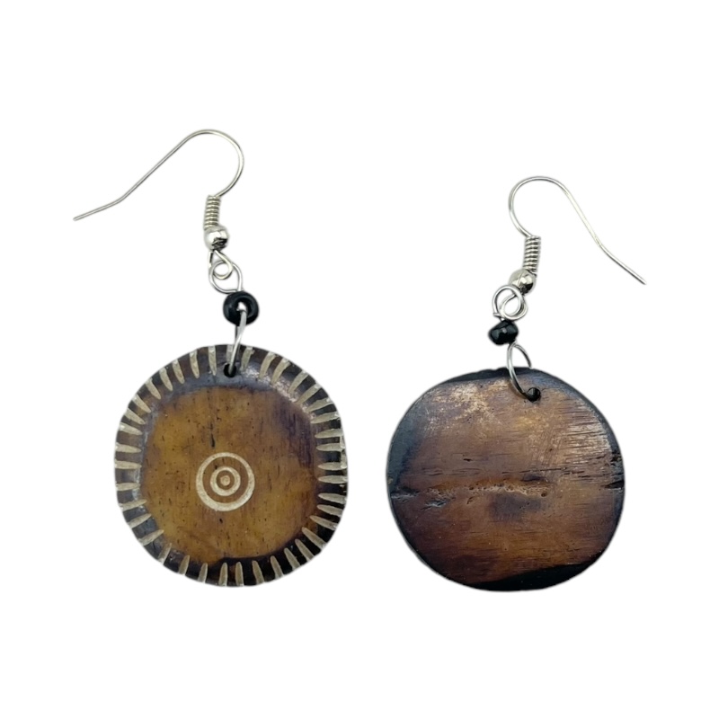 Round Brown Bone earrings