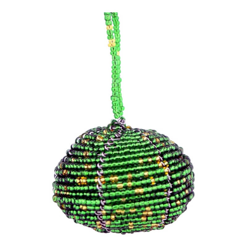 Green Maasai Bead Christmas Ball Ornament