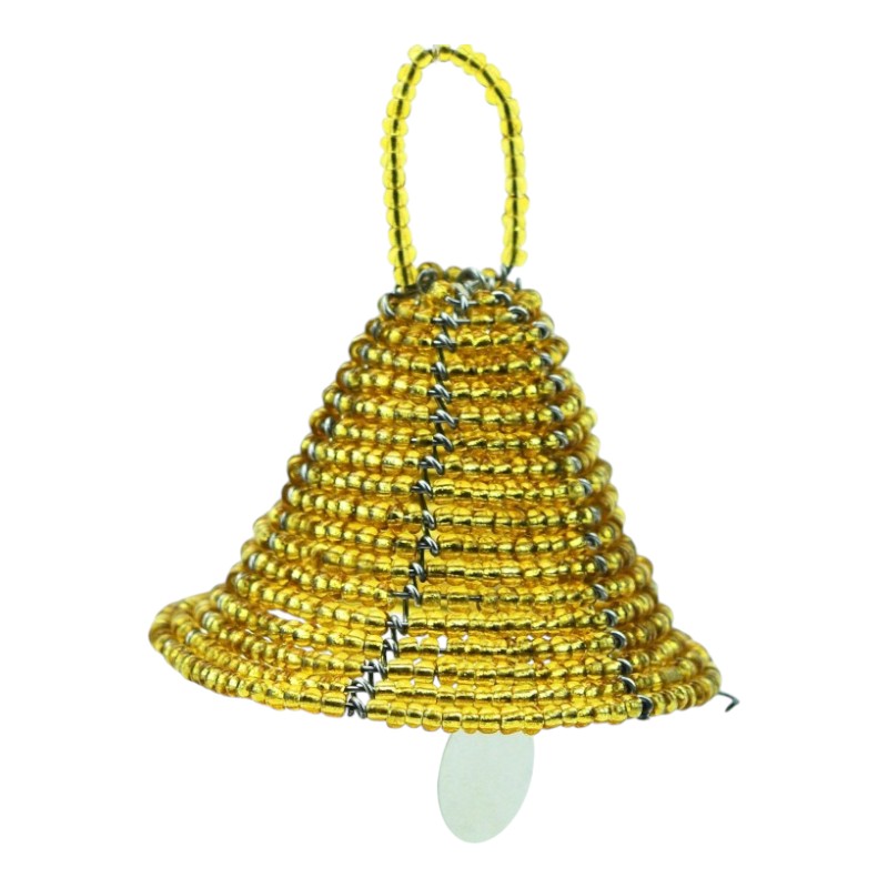 Maasai Bead Bell Ornament - Gold