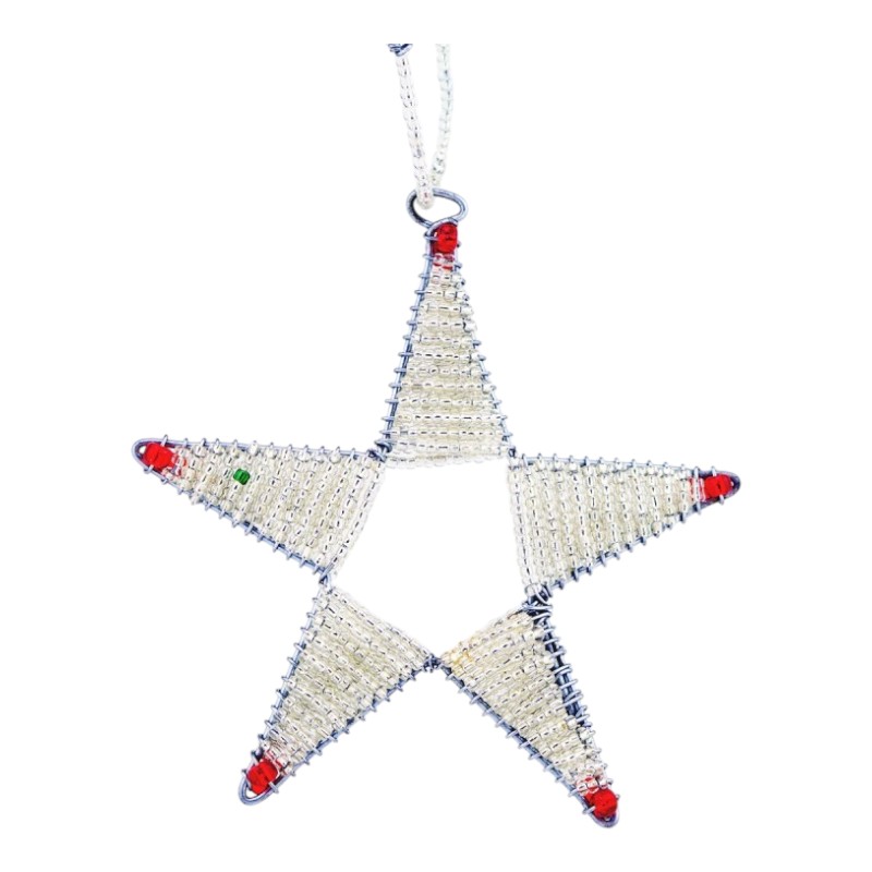 Maasai Bead Wire Christmas Star Ornament