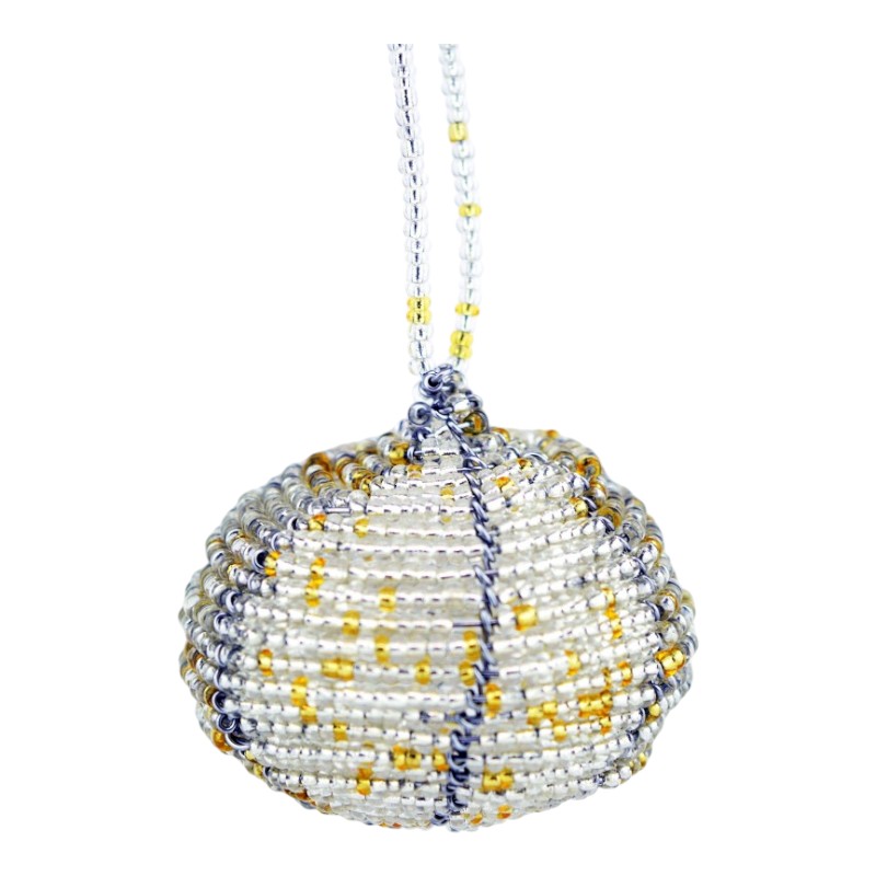 Multi Color Maasai Bead Christmas Ball Ornament