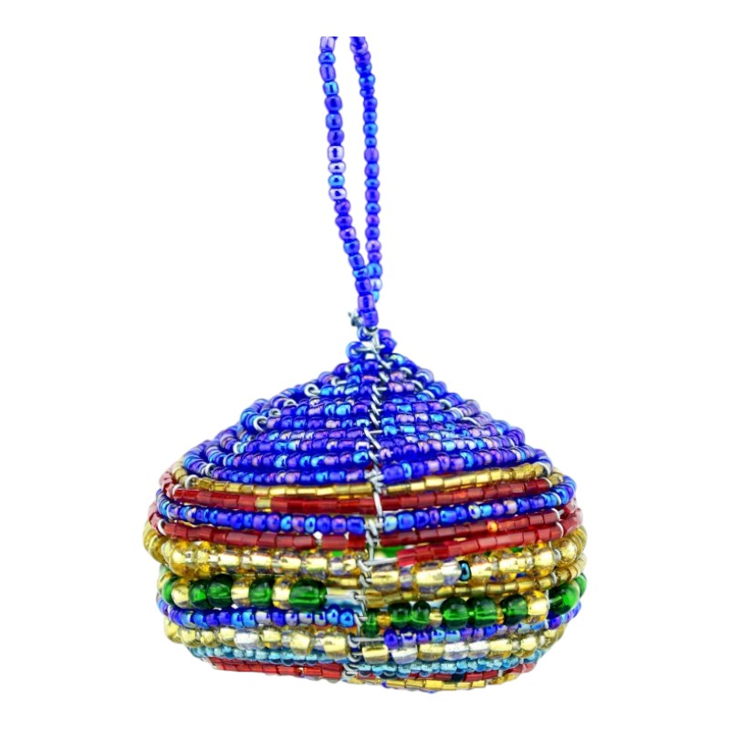 Multi Color Maasai Bead Christmas Ball Ornament