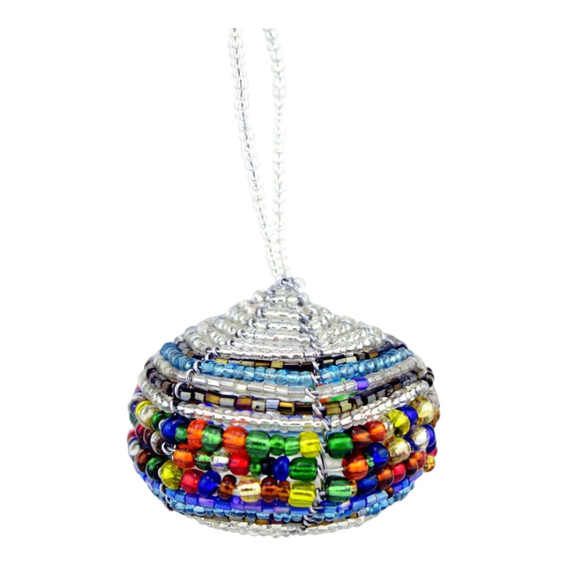 Multi Color Maasai Bead Christmas Ball Ornament