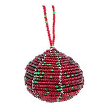 Red Maasai Bead Christmas Ball Ornament