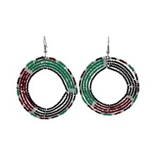 Round Maasai  Kenya Flag Earrings 690-6-107