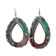 Maasai Tear Drop Kenya Flag Earrings 690-4-91