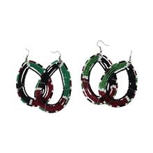 Maasai Tear Drop Kenya Flag Earrings 690-4-91