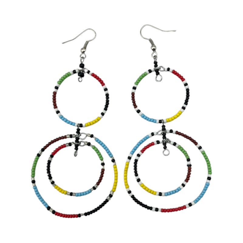 Multi Color Maasai Bead Loop Earring