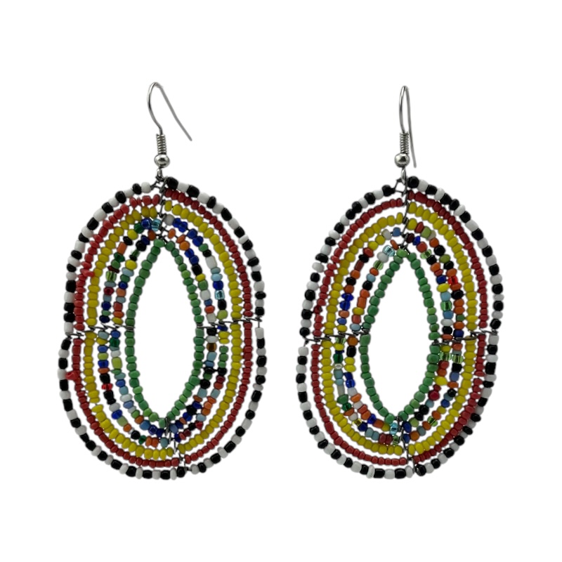 Maasai Multi Color Tear Drop Earrings Green