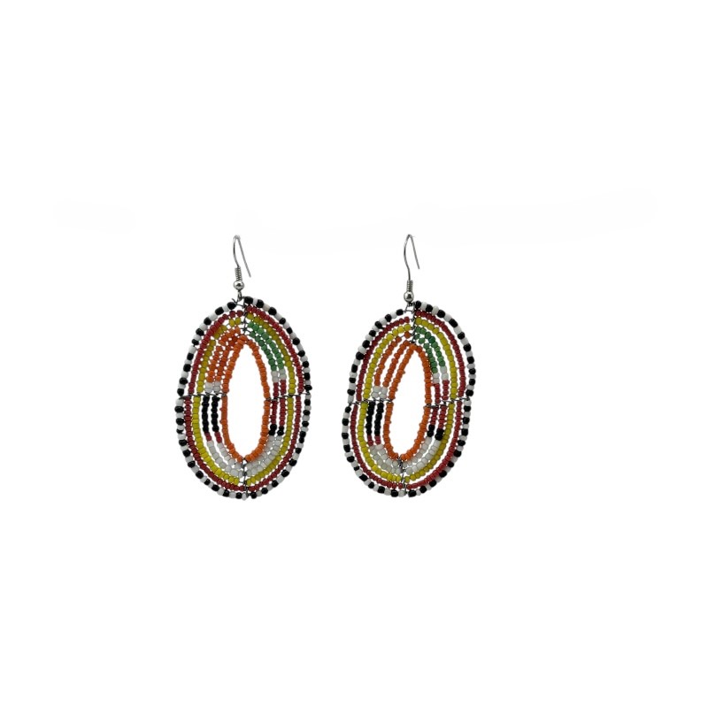 Maasai Tear Drop Earrings Orange