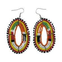 Maasai Tear Drop Earrings Orange