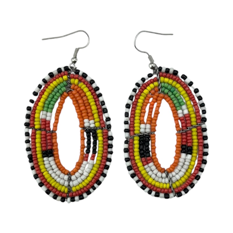 Maasai Tear Drop Earrings Orange