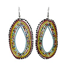 Maasai Multi Color Tear Drop Earrings Blue