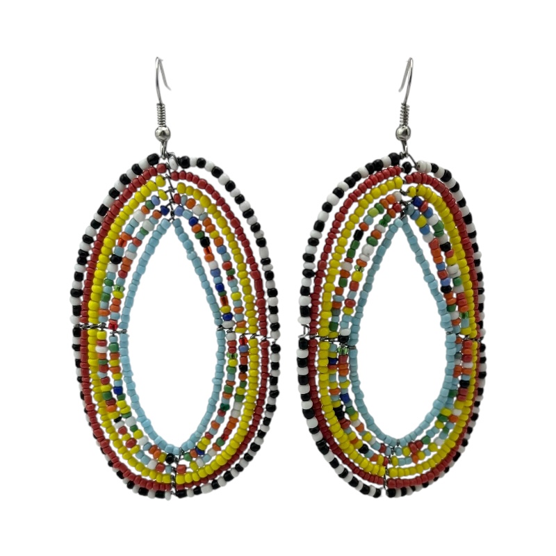 Maasai Multi Color Tear Drop Earrings Blue