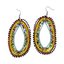 Maasai Multi Color Tear Drop Earrings Blue