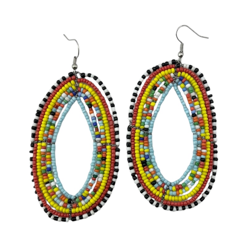 Maasai Multi Color Tear Drop Earrings Blue