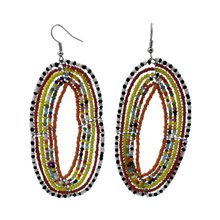 Maasai Multi Color Tear Drop Earrings Orange