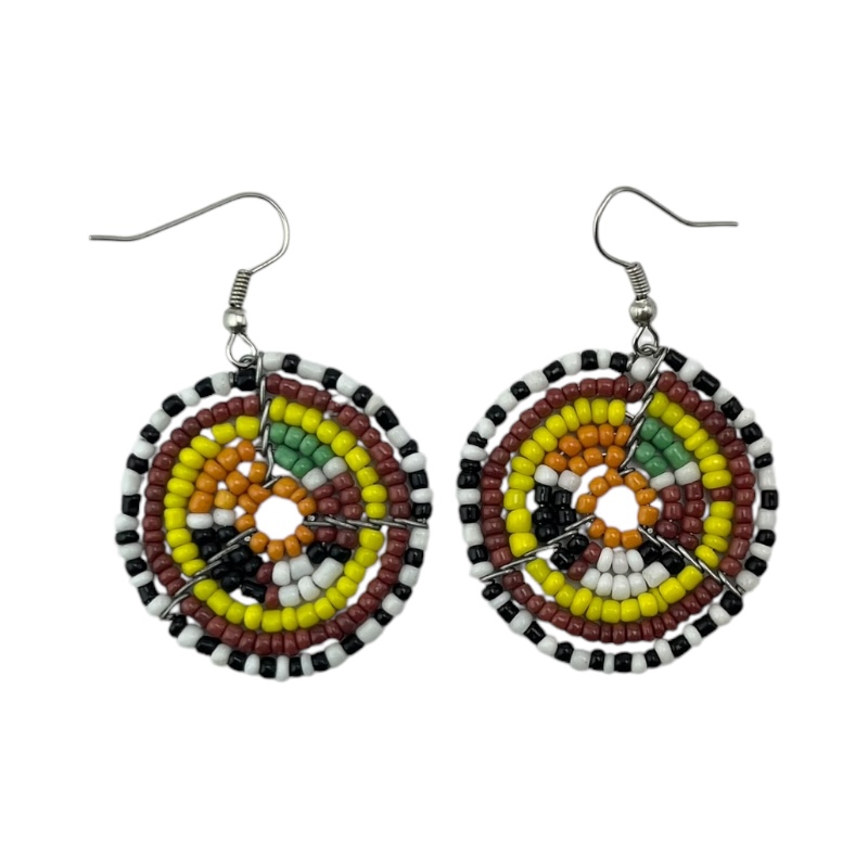 Small Masai Bead Multi Color Dangle Earring 689-94-2