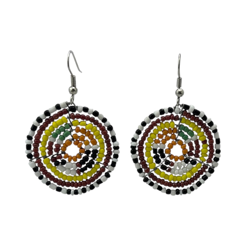 Small Masai Bead Multi Color Dangle Earring 689-94-2