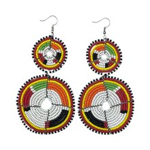 Tiered White Multi Color Maasai Beaded Earrings MM-615 